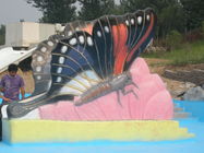 Sprzęt do wody w placach zabaw dla dzieci Zjeżdżalnie do basenów dla dzieci z motylkami z włókna szklanego