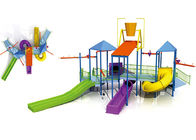 Kids Water Park Budowa Water House Structures With Climb Net / Spray